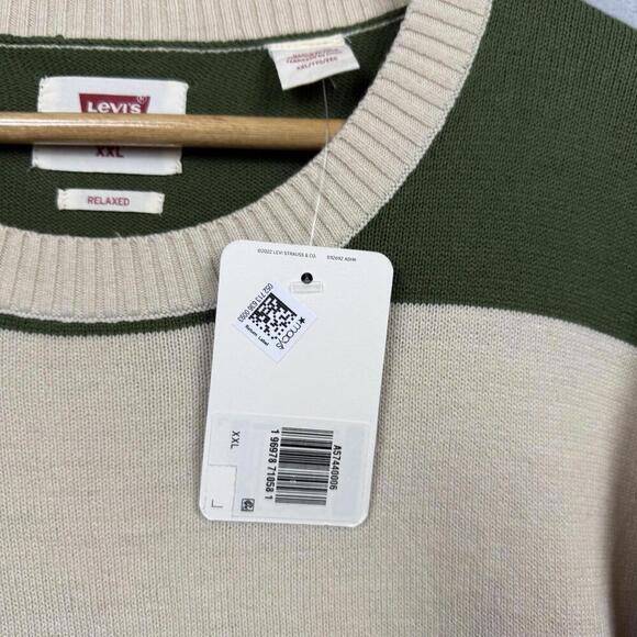 Levi’s Green Beige Striped Crewneck Sweater Men Size XXL Knit Relaxed Fit NWT - Picture 4 of 9